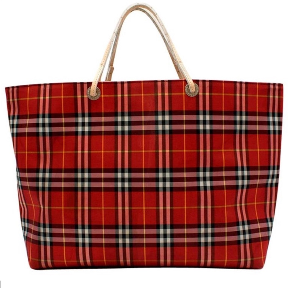 Burberry London Red Nova Check Tote Bag Set
